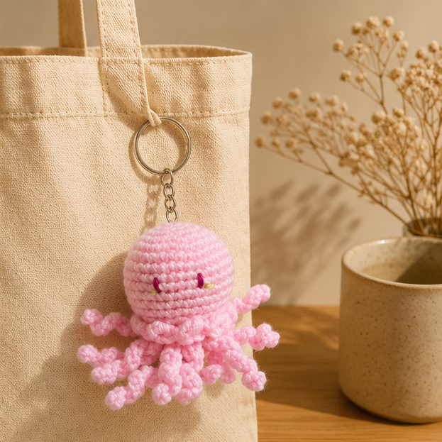 Handmade Crochet Pink Octopus | Amigurumi Plush Sea Animal | Cute Desk Decor | Baby Gift | Handmade Crochet Toy