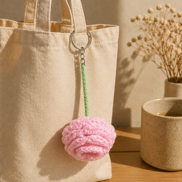 Handmade Crochet Pink Rose | Amigurumi Flower | Forever Rose Gift | Handmade Floral Decor | Crochet Rose Stem