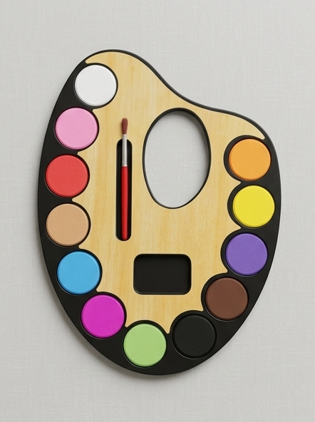 Kids Washable Watercolor Paint Palette Set with Brush | 12 Colors