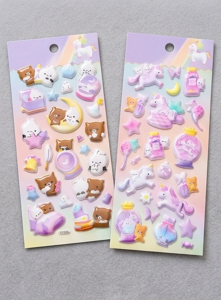 Cute Kawaii 3D Puffy Stickers | Cartoon Decorative Sticker Set for Kids & Journals