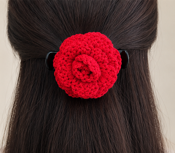 Handmade Crochet Rose Hair Clip