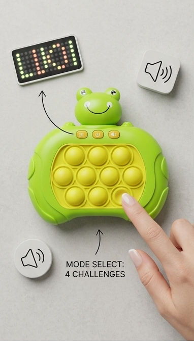 Electronic Frog Pop-It Game | Quick Push Bubble Memory Toy with Lights & Sound