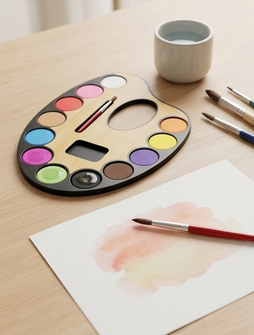 Kids Washable Watercolor Paint Palette Set with Brush | 12 Colors
