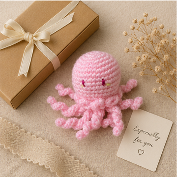 Handmade Crochet Pink Octopus | Amigurumi Plush Sea Animal | Cute Desk Decor | Baby Gift | Handmade Crochet Toy