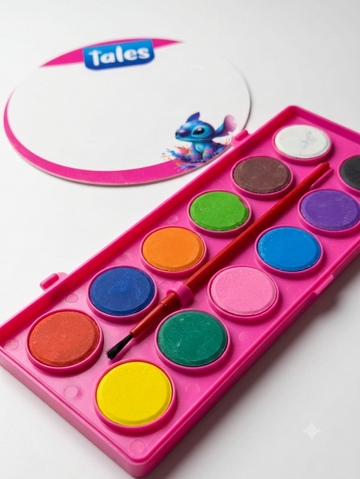 Kids Watercolor Paint Palette with Brush - 12 Colors