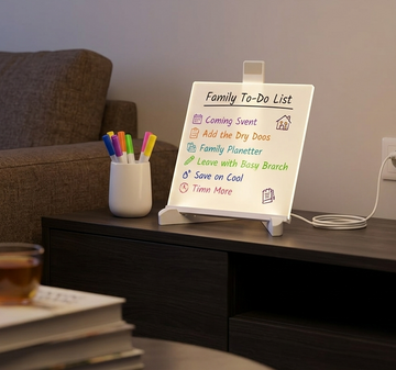 LED Acrylic Message Board with 7 Color Markers | USB Rechargeable Writing Board Night Light