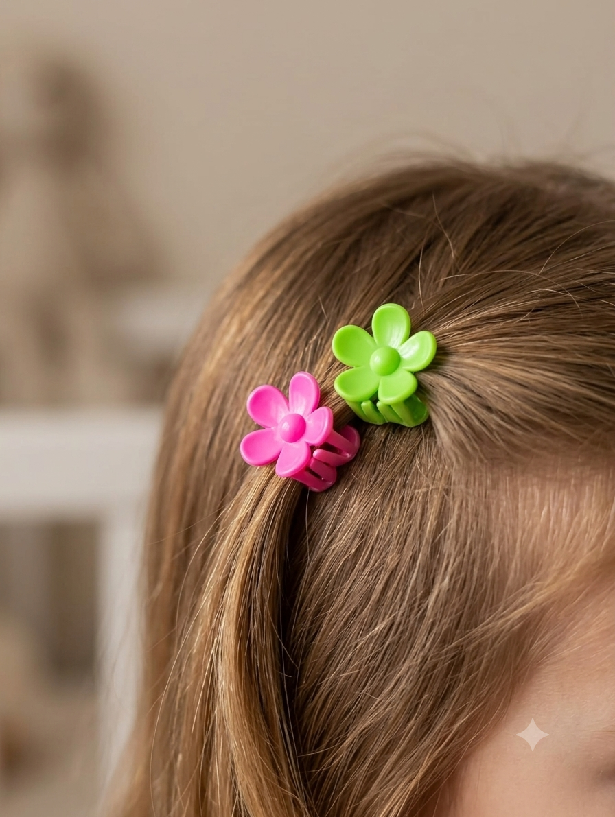 Colorful Flower Hair Clips Set